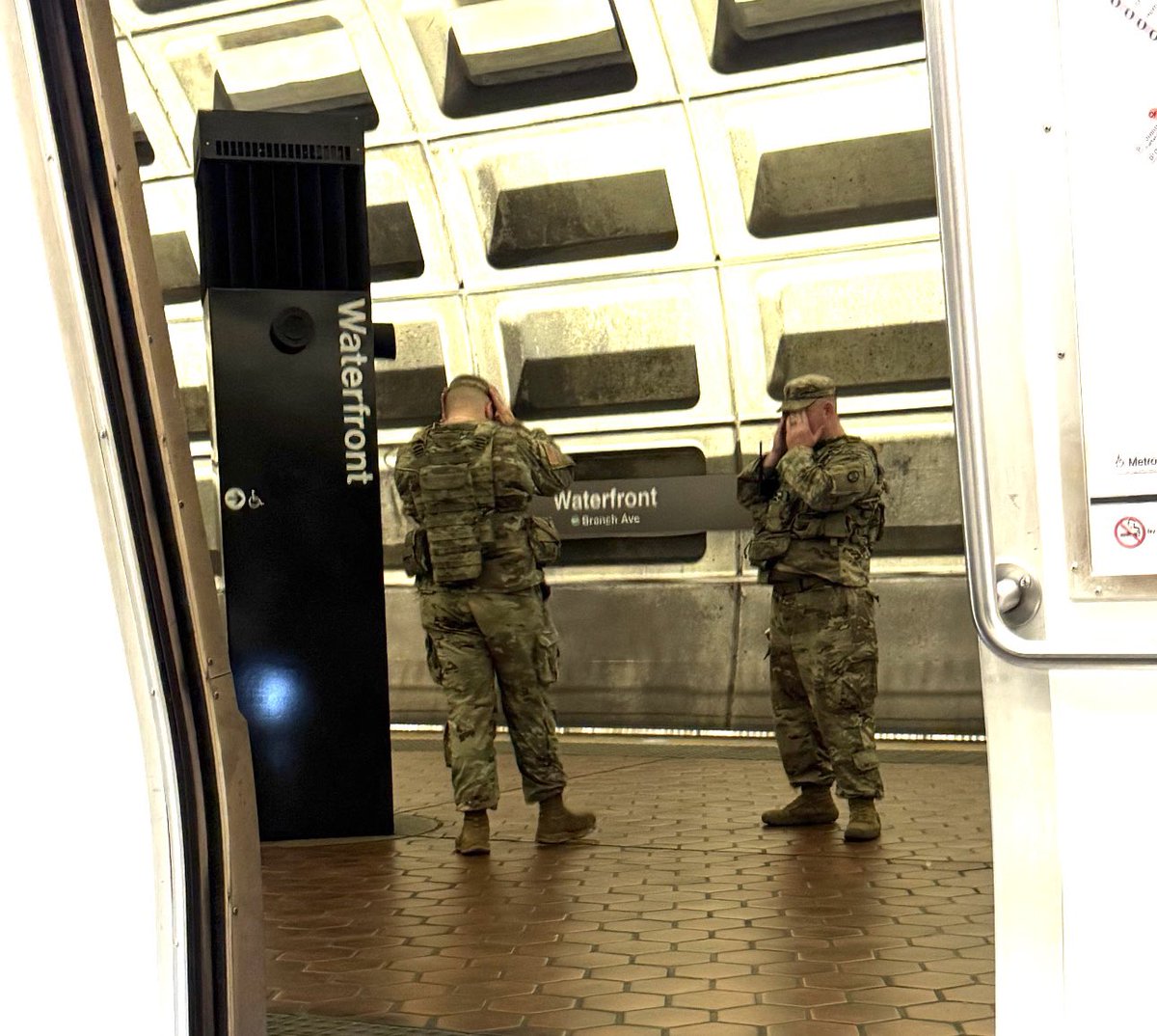 billybinion's tweet image. Nothing like paying taxes so a bunch of tired soldiers can guard an empty metro station. Love security theater.