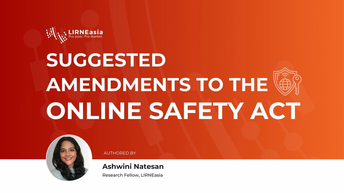 LIRNEasia (@lirneasia) on Twitter photo We are working on the complete list of recommendations on how the #OSA should be changed, <a href="/Ashwini_Techlaw/">Ashwini Natesan</a> our research fellow is involved in the legal analysis on that for the substantive legal changes working group as a part of the Community of Practice. In the meantime, here We are working on the complete list of recommendations on how the #OSA should be changed, <a href="/Ashwini_Techlaw/">Ashwini Natesan</a> our research fellow is involved in the legal analysis on that for the substantive legal changes working group as a part of the Community of Practice. In the meantime, here