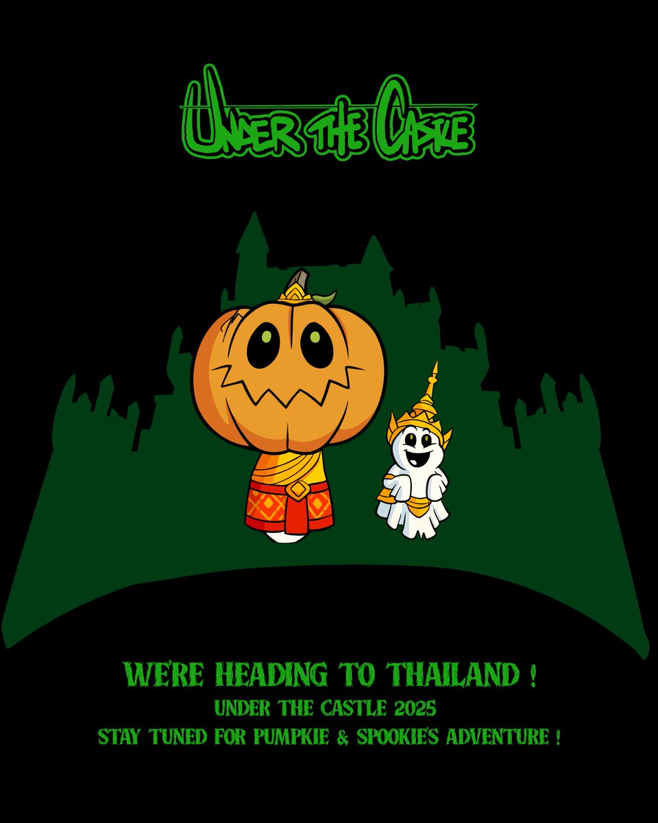 _utcofficial_'s tweet photo. From Shanghai to Singapore. Now the UTC universe is expanding to Thailand!

Pumpkie &amp; Spookie can’t wait to unpack their bags.

Stay tuned for more on where the castle lands 👻🎃

#UTC
#UTCThailand
#UnderTheCastle
#UnderTheCastleThailand
#UnderTheCastle2025
#Spookie
#Pumpkie https://t.co/9EJlbi71oz