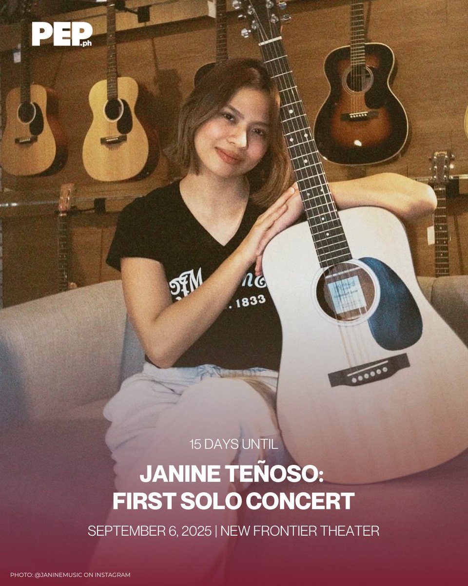 PEPalerts's tweet photo. Only 15 days to go before Janine Teñoso shines in her first-ever solo concert at the New Frontier Theater on September 6, 2025! 🌟
Don’t miss this special night of OPM hits, brought to you by Viva Artists Live. 🎤
#JanineTeñoso #FirstSoloConcert #PEPCountdown https://t.co/LoOXQVq8nZ