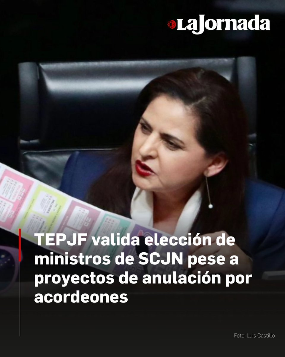 Frente a dos proyectos para anular la elección de ministros de la Suprema Corte de Justicia de la Nación, por la presunta distribución masiva de acordeones, el bloque mayoritario de la Sala Superior del <a href="/TEPJF_informa/">TEPJF</a>  validó -con tres votos contra dos- la contienda. 

Los