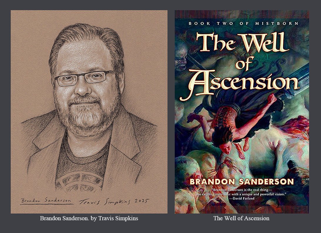 TravisSimpkins7's tweet photo. August 21, 2007: "The Well of Ascension" (Book Two of the original Mistborn trilogy), by Brandon Sanderson, was published.
Portrait by Travis Simpkins
#brandonsanderson #Mistborn #mistborntrilogy #cosmere #fantasy #fantasybooks #allomancy #books #TravisSimpkins #portrait #sketch https://t.co/PauUOhwApV