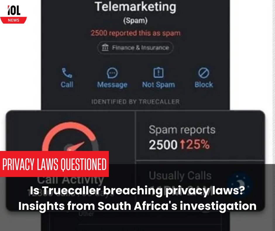 IOL's tweet photo. The Information Regulator is investigating the popular caller ID app after complaints from businesses and individuals alleging it violated the Protection of Personal Information Act (POPIA).
#Truecaller #POPIA #DataPrivacy #Tech #InformationRegulator #DigitalRights
Read on https://t.co/k03hFmgWlY