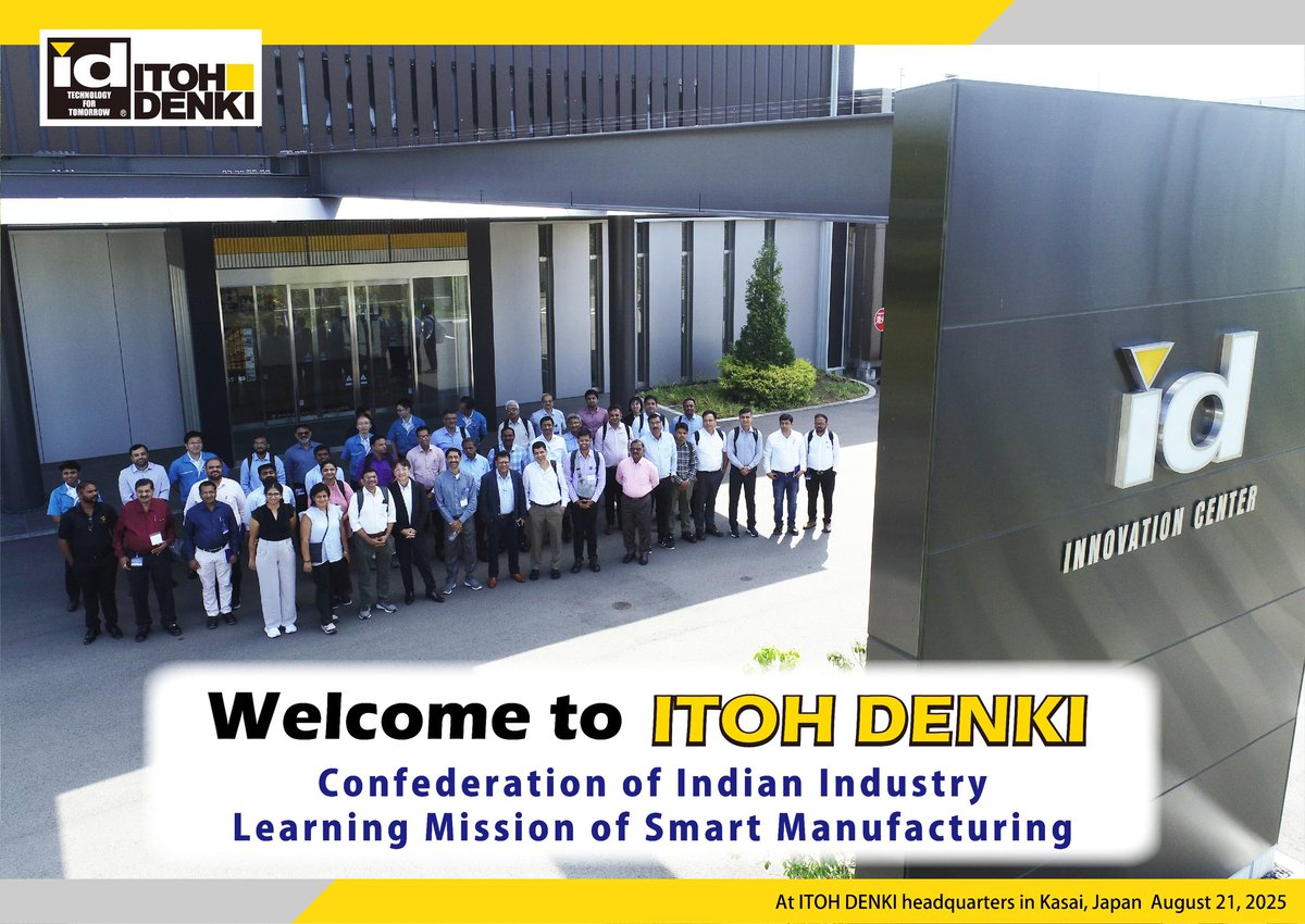 CiiCme's tweet photo. Day 5 of the CII Learning Mission on Smart Manufacturing in Japan: Visit to Itoh Denki, pioneer in Motor Driven Roller (MDR) tech since 1946. Their 24V DC MDR solutions are safe, quiet, energy-efficient &amp; scalable — setting global standards in smart material handling.
@FollowCII https://t.co/7jkuGA5bs1