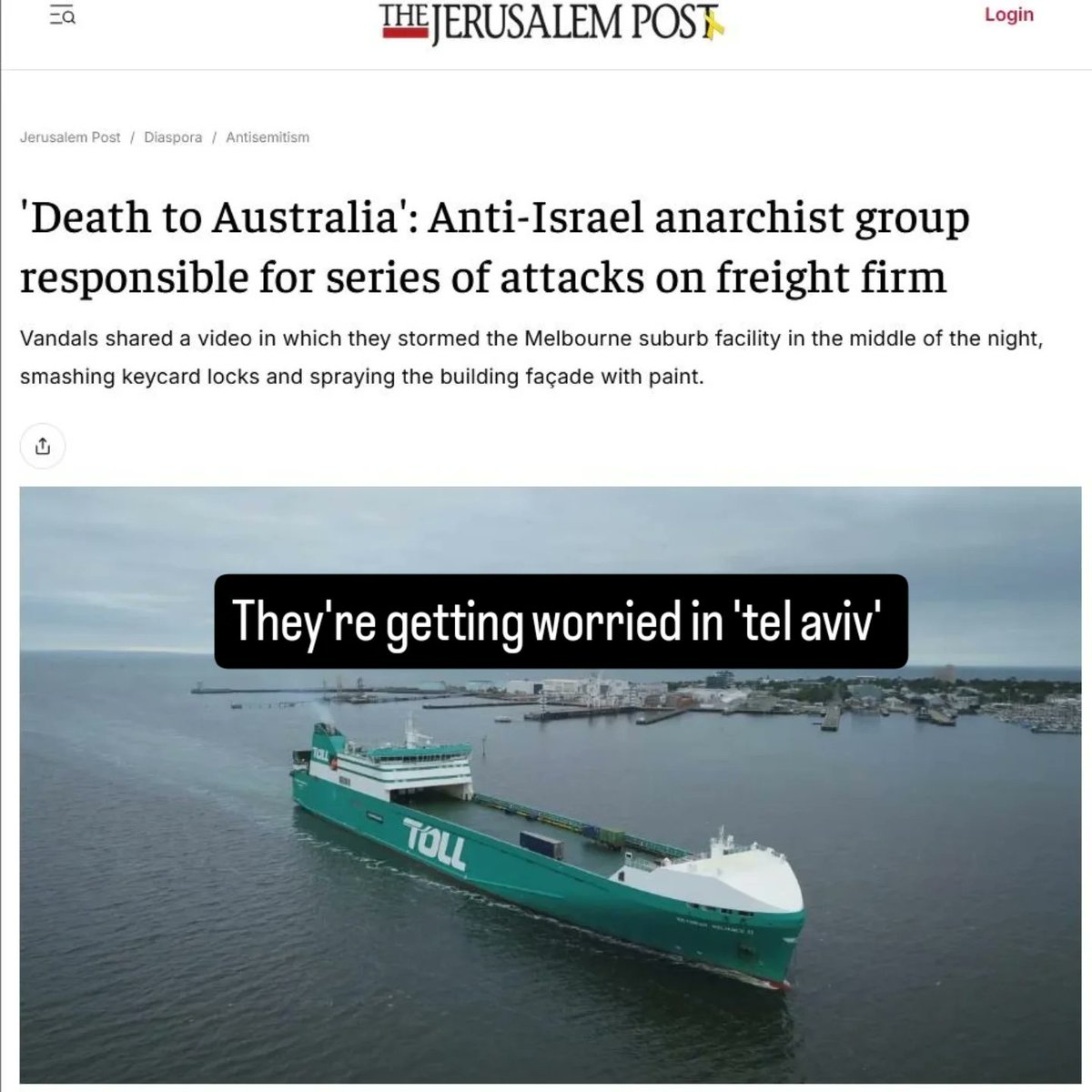 4AutonDestroyOz's tweet photo. Passed onto us! They're getting worried in tel aviv #FreePalestine #LandBack death to toll! #TollGroup https://t.co/knXv9hkchG