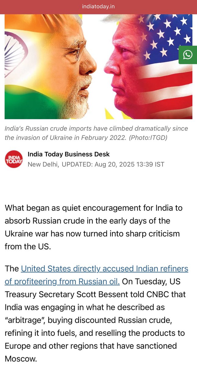 PuttaVishnuVR's tweet photo. When India 🇮🇳 was buying cheap oil from Russia 🇷🇺, it was hailed as a Masterstroke by Modi Bhakts🤷‍♂️

The petrol & diesel⛽️ prices didn’t get any cheaper to ordinary Indians, but in reality India’s Richest families made $16 Billion in profits by reselling the Oil💰

#HumDoHumareDo #ModiHainTohMumkinHain 
@KTRBRS