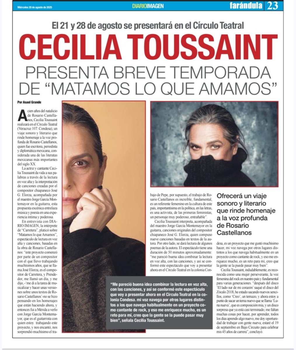 Asael Grande (@asael_grande) on Twitter photo Acá, la entrevista que le hicimos a Cecilia Toussaint 🙂
diarioimagen.net/wp-content/upl…
<a href="/CeciToussaint40/">Cecilia Toussaint</a> Acá, la entrevista que le hicimos a Cecilia Toussaint 🙂
diarioimagen.net/wp-content/upl…
<a href="/CeciToussaint40/">Cecilia Toussaint</a>