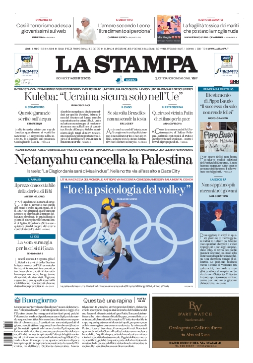 Buongiorno! Ecco la prima pagina di oggi, 21/08/2025. Gli aggiornamenti su lastampa.it lastampa.it/edicola/edicol…