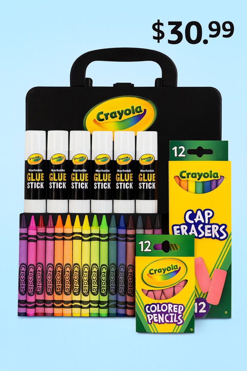 AshleyMorganLLC's tweet photo. 🎨✏️ Keep your kids creative and ready for success this school year with this Crayola Back-to-School Supply Set! 🖍️✨ From vibrant crayons to smooth colored pencils, handy glue sticks, and cap erasers, this set has everything they need to learn, create, and shine in the classroom. Perfect for sparking imagination while making homework and projects more fun! 📚🌟

Get yours today 👉 Amazon Link #BackToSchool #CreativeKids #SchoolSupplies #Crayola #LearningFun #AmazonFinds #KidCreativity #AshleyMorgan
