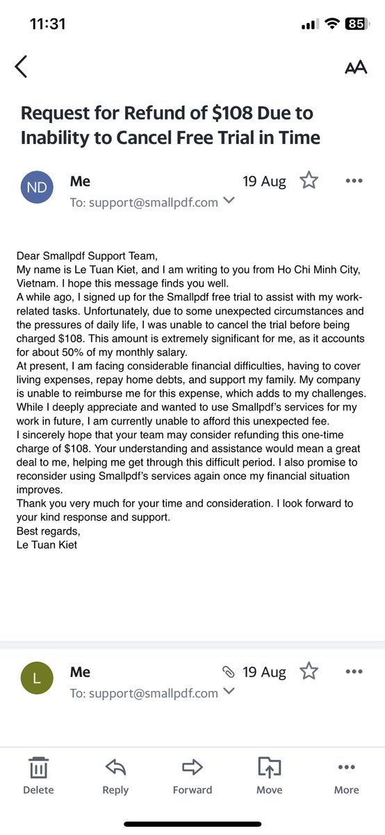 LeKiet28971's tweet image. Hoping someone can share my smallpdf account that I was unable to cancel in time.
I hate this auto-renewal without an email warning or something.
They won't give refund even though I explained my situation, I hate my life so much.
#smallpdf