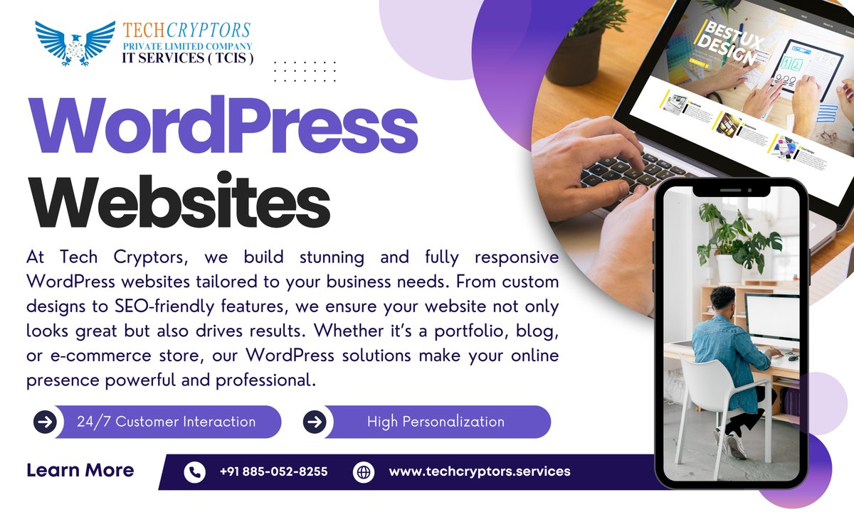TechCryptors's tweet image. 🚀Build a stunning online presence with our WordPress Websites!
👉techcryptors.services
📞wa.me/918850528255
📩sales@techcryptors.services
#WordPressWebsite #WebDevelopmentServices #SEO #BusinessWebsite #EcommerceWebsite #BlogWebsite #CustomWebDesign #ITServices #TCIS