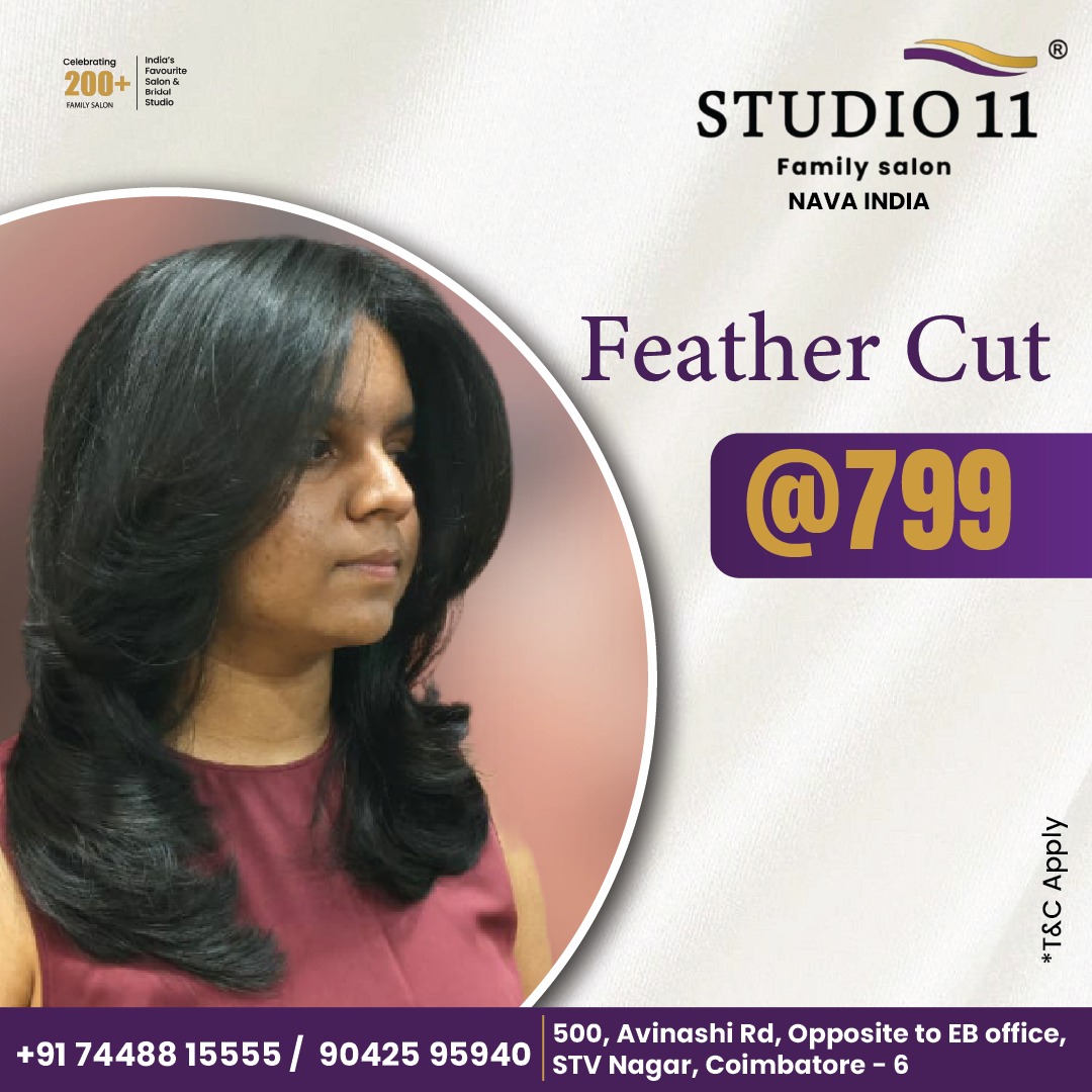 Studio11navaind's tweet photo. 🌟 Step Up Your Hair Game! 🌟
Layers that bounce, cuts that shine, and a look that turns heads — get the perfect feather cut at Studio 11 Nava India for just ₹799!

#featherhaircut #BridalMakeover #SalonInCoimbatore #botoxhairtreatment #nanoplastia #keratintreatment https://t.co/kVpIgY6KRe