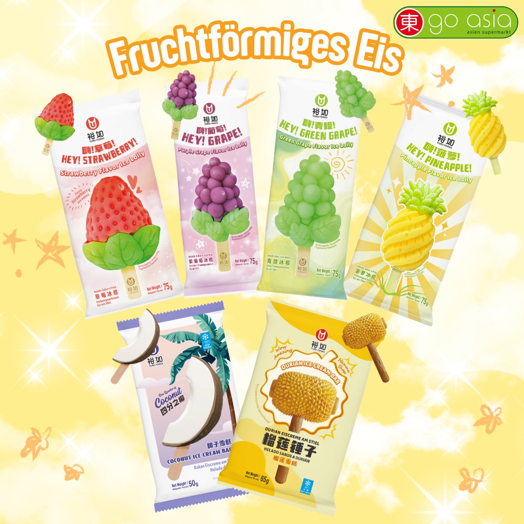 officialgoasia's tweet photo. Schon bei uns entdeckt? Fruchtförmige Eissorten von YURU sind da!🍓🍇💚🍍🥥💛
#icecream #goasia #asiamarkt #fruchteis #neu https://t.co/vjHtZfVCTR
