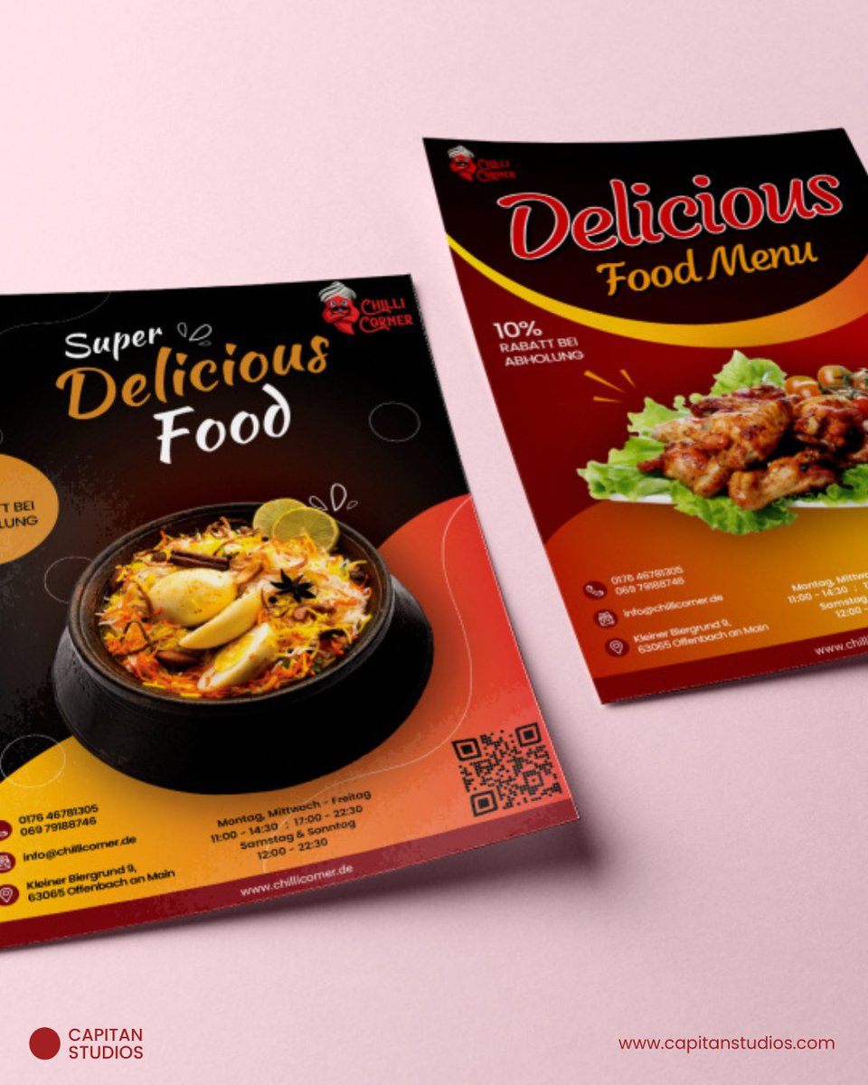CapitanStudios's tweet photo. Chilli Corner wanted something fun, quirky, and bright—so we simply listened, played with ideas, and brought it to life just as they imagined.

#CapitanStudios #BrandDesign #VisualIdentity #CreativeDesign #DesignThatSpeaks #BrandStorytelling https://t.co/AabZSabMYK