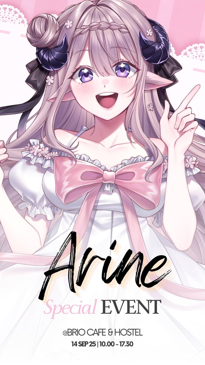 🎀คาเฟ่ Arine Special Event🎀

วันอาทิตย์ที่ 14 กันยายน 2568 เวลา 10.00 - 17.30 น.
ร้าน Brio Cafe &amp; Hostel

ในงานมีแจก Give away, ถ่ายรูปกับ Standee 1 : 1, กิจกรรมอื่น ๆ อีกทั้งมีงานจับมือแอรินด้วย !! ไว้เจอกันนะคะ 🐑💜

Form ส่ง FA : forms.gle/g1PSx6hQ1CPbhw… 

#ArineUwU