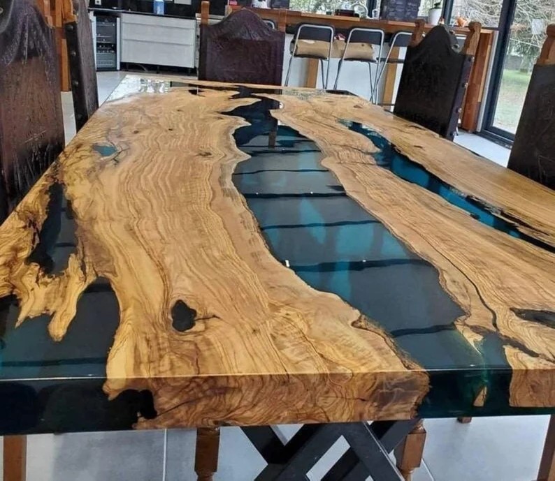 Custom Order Epoxy Table, Dining Table, Wooden Dining  Table, Semi Clear Epoxy Table, River Epoxy Table, Hand Made Table,  Coffee/Bar Table #epoxytable #customtable  #personalizedtable #homedecor #walnuttable #resintable #woodtable  #kitchentable #coffeetable
