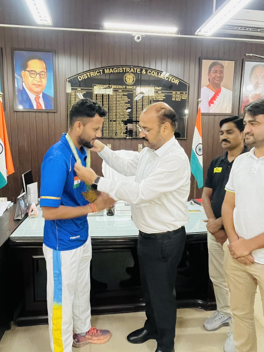 KickboxerAditya's tweet photo. On 20th August 2025, we had the privilege to meet District Magistrate Dr. Vijay Kumar Singh Ji, who felicitated me for winning the Gold Medal and becoming National Champion at the National Kickboxing Championships 2025, Raipur (Chhattisgarh) https://t.co/1nxoTn7CJ0