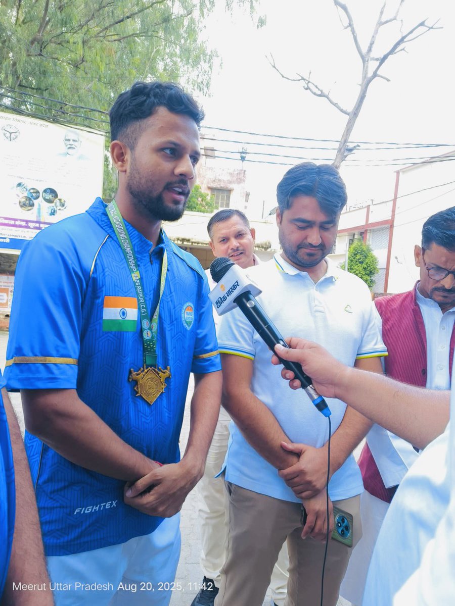 On 20th August 2025, we had the privilege to meet District Magistrate Dr. Vijay Kumar Singh Ji, who felicitated me for winning the Gold Medal and becoming National Champion at the National Kickboxing Championships 2025, Raipur (Chhattisgarh)