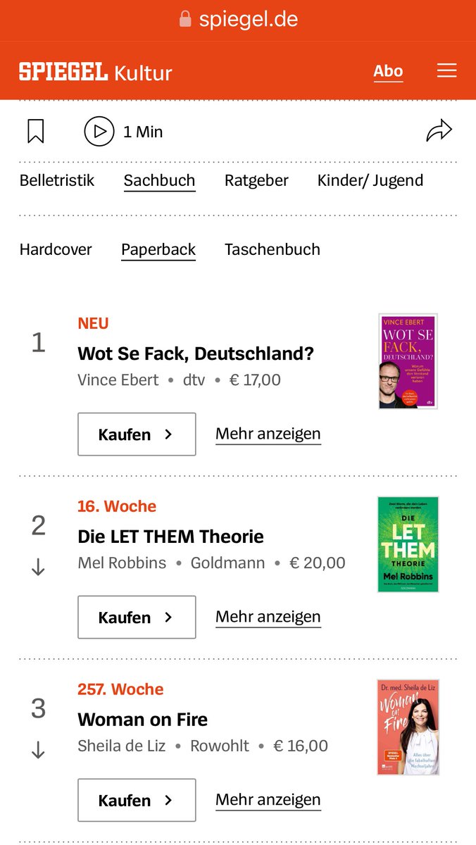VinceEbert's tweet image. WOW!!!!!!!!
Gerade ist die Bestseller-Liste von @derspiegel herausgekommen. 
&quot;Wot Se Fack, Deutschland?&quot; ist auf Platz 1 eingestiegen!!!!
Es ist der Wahnsinn ....