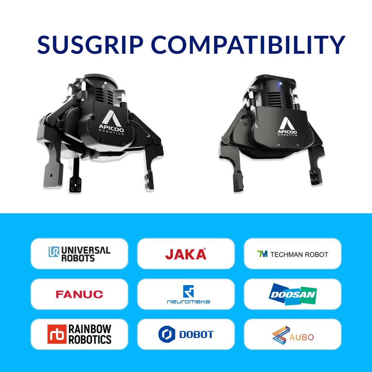 apicoo_robotics's tweet image. Is SusGrip compatible with your robot?
Yes. UR, JAKA, Techman, FANUC CRX, Doosan & more. No converters, no fuss.
Mount it, plug it, grip.
👉 Try it yourself: apicoorobotics.com/trial
#ApicooRobotics #SmartGripper #CobotGripper #FactoryAutomation #EasyAutomation #PlugAndPlay
