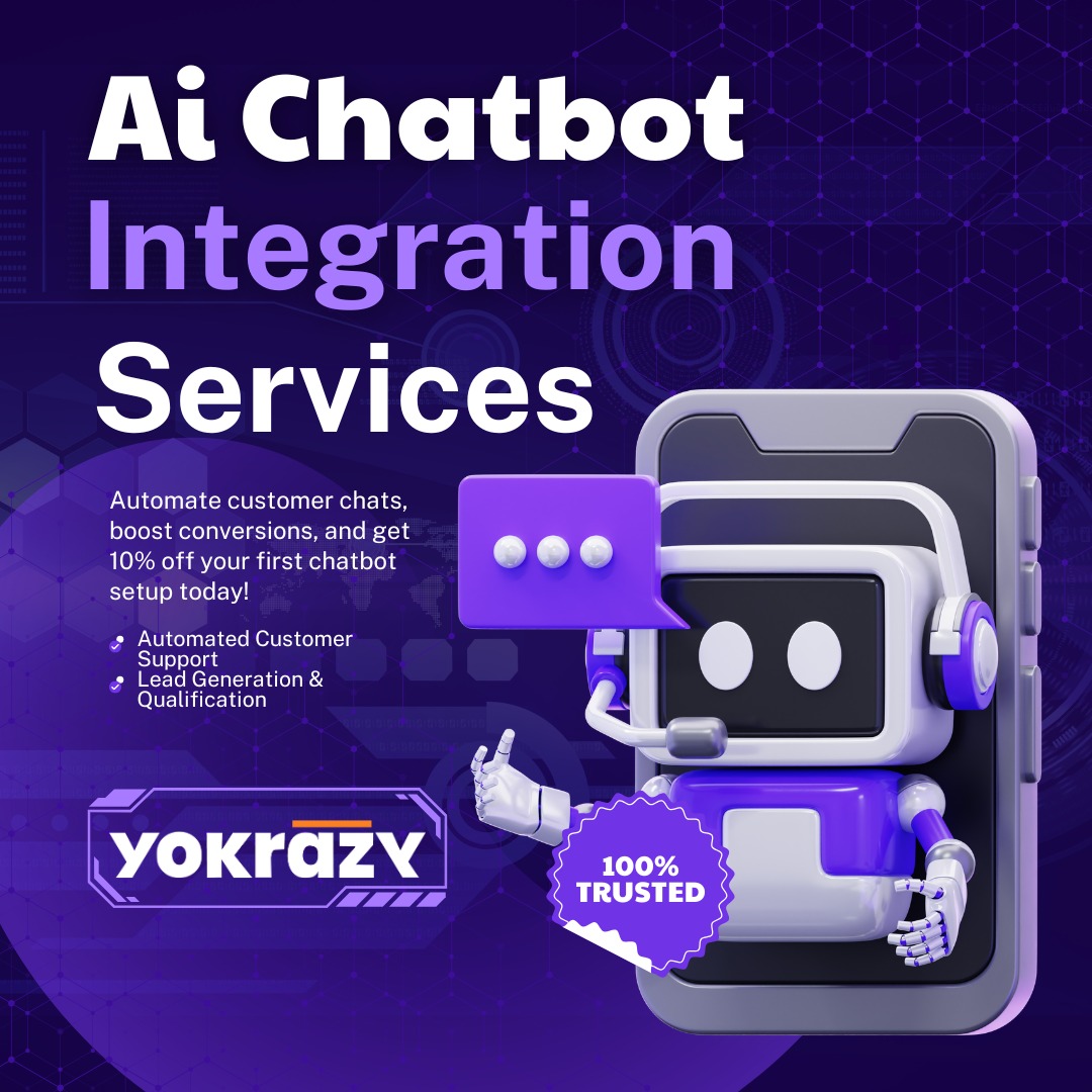 YoKrazyIndia's tweet image. 🤖 Supercharge your business with AI-powered chatbots!
Boost customer engagement, automate support, and drive more conversions—seamlessly with YoKrazy.
#AIChatbot #ChatbotIntegration #Yokrazy #BusinessAutomation #CustomerEngagement #SmartSupport #LeadGeneration #FutureOfBusiness