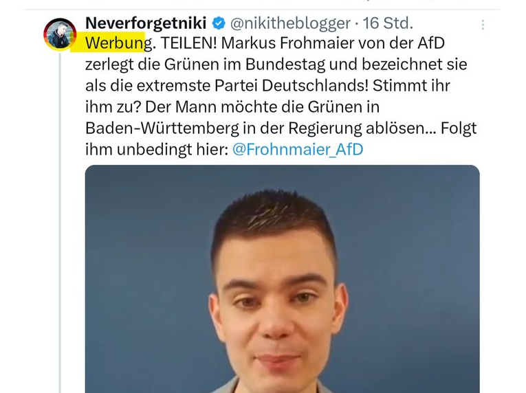 NikithebIocker's tweet photo. Fachlich perfekt argumentieren wie Lotz!

Wahnsinn.. Der Niklas Lotz (Neverforgetniki) sagt Frohmeier von der AFD zerlegt die grünen!

Achso... Und weil der extrem rechtsbraune AFD Propagandablogger das sagt, sollen wir es glauben?
Der Internetbetteln gehört sowas von abgeschafft https://t.co/bF4GbebBek