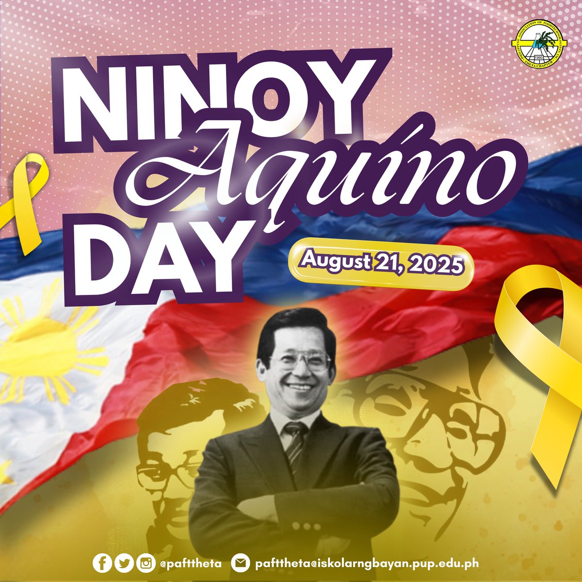 PAFTTheta's tweet photo. Today, we mark the 42nd anniversary of Benigno “Ninoy” Aquino Jr.’s assassination—a lasting symbol of courage, freedom, and democracy. His sacrifice continues to inspire generations to uphold truth and justice.

#PAFTTheta
#FeedTheNation
#NinoyAquinoDay https://t.co/nkRrHQabOS