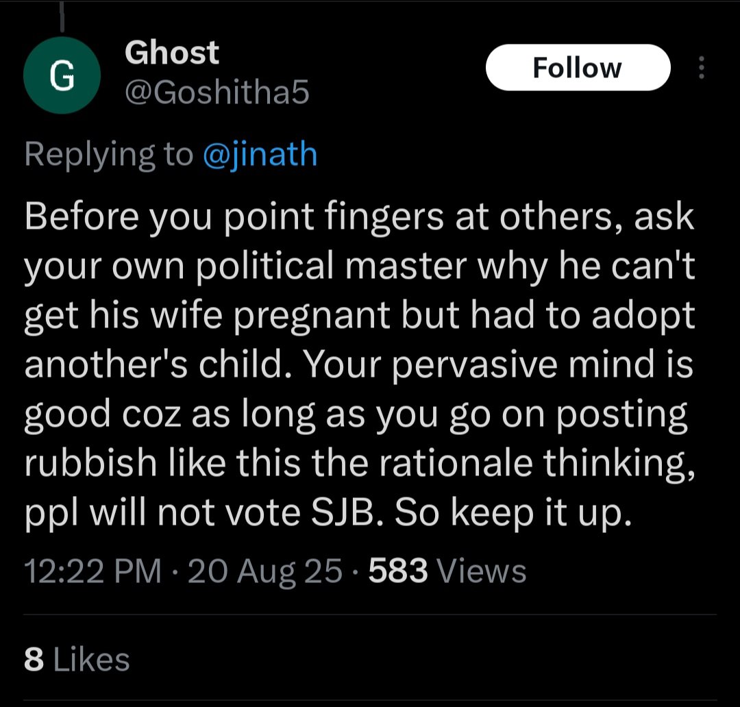 Ꝛu1 -𝕏 🔥 (@ru173418052) on Twitter photo I have criticized <a href="/sajithpremadasa/">Sajith Premadasa</a> for many things but this is absolutely low. This is why I call this guy GON GHOST. #SriLanka everyone should reject this guy and block. Disgusting ahole. I have criticized <a href="/sajithpremadasa/">Sajith Premadasa</a> for many things but this is absolutely low. This is why I call this guy GON GHOST. #SriLanka everyone should reject this guy and block. Disgusting ahole.