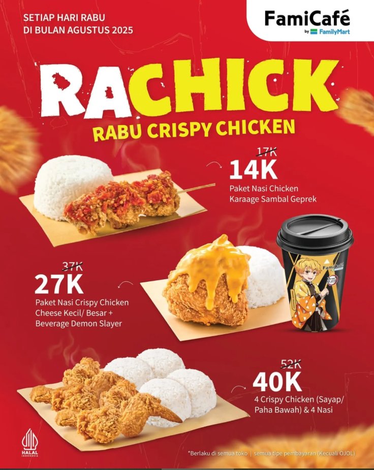 GetDiskon's tweet photo. MAKAN SIANG DI HARI RABU! ADA 𝗥𝗔𝗖𝗛𝗜𝗖𝗞 DI FAMILYMART!

https://t.co/yn7eOdRksN

#promo #getdiskon #familymart https://t.co/RUOEwXbADh