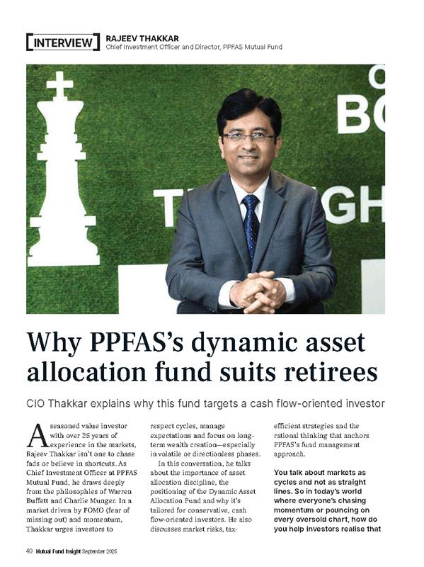PPFAS's tweet image. CIO @RajeevThakkar elaborates on who Parag Parikh Dynamic Asset Allocation Fund is most suited for:
Conservative investors seeking a tax-efficient, liquid option having the potential to conserve one&apos;s purchasing power. 

.@ValueResearch

Media Disclaimer:
amc.ppfas.com/schemes/riskom…