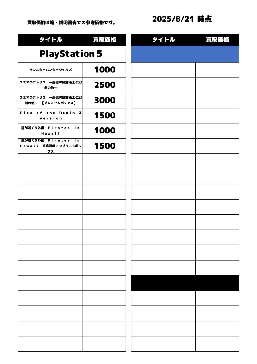 Asoviva80207's tweet photo. 🎮ゲームソフト買取情報🎮

✨高価買取リスト✨
8/21~更新いたしました❣

お売りいただけるゲームソフトがございましたら
ぜひ当店までお持ち下さいませ😆
ご来店お待ちしております🍦
#あそビバ #イオンモール各務原 https://t.co/46f62d7SKc