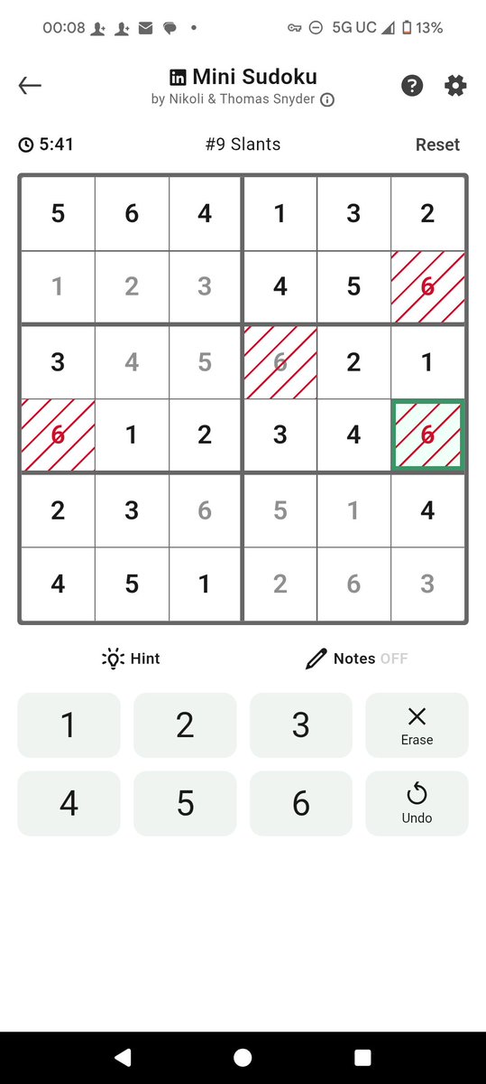ardpok's tweet image. Mini Sudoku #9 | 5:53  ✏️
🏅 I’m on a 6-day win streak!
The classic game, made mini. Handcrafted by the originators of “Sudoku.”
lnkd.in/minisudoku. #cme3