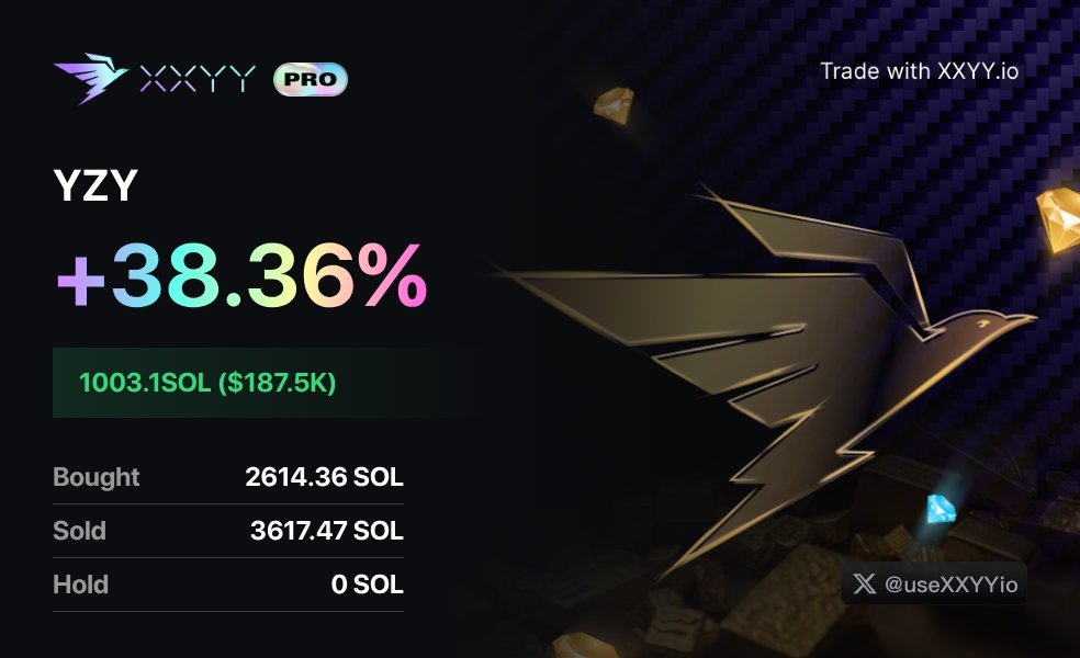 简单复盘一下 $YZY

起手看到的时候已经在 1u+，直接梭哈了钱包里的 $SOL，又从 binance 提了 50wu，加起来成本大概在 1.5u 附近。

买完没多久，车头集体撤退。原因：团队分出 3% 加单边池，发射方式 + 钱包地址和 $LIBRA 高度相似。我也在这种氛围下砍掉了一半仓。

冷静下来翻了下官网的