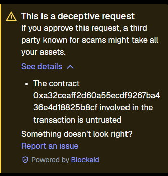 CryptoOgdegen's tweet photo. @Mute_swap @virtuals_io Hey Guys, yopu need to fix this when trying to stake,, I am getting this on my metamask and might chase some people away, Pls fix; https://t.co/OsnhgTLuGq