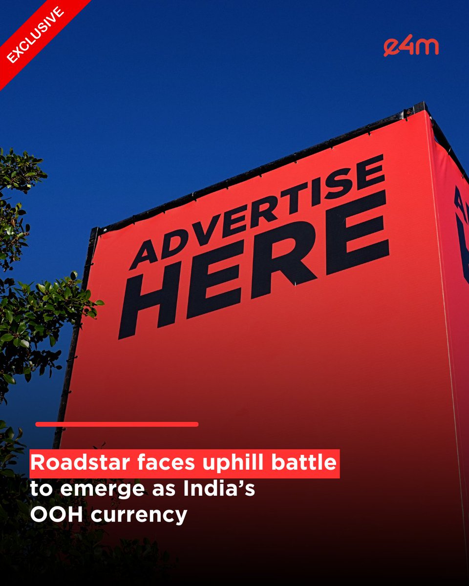 e4mtweets's tweet image. Roadstar faces uphill battle to emerge as India’s OOH currency.
While IOAA claims Roadstar has the backing of AAAI, the latter maintains the verdict is pending.

Read the full story: exchange4media.com/out-of-home-ne…

#PraveenVadhera | #SrinivasanSwamy

#OOHAdvertising #AdMeasurement