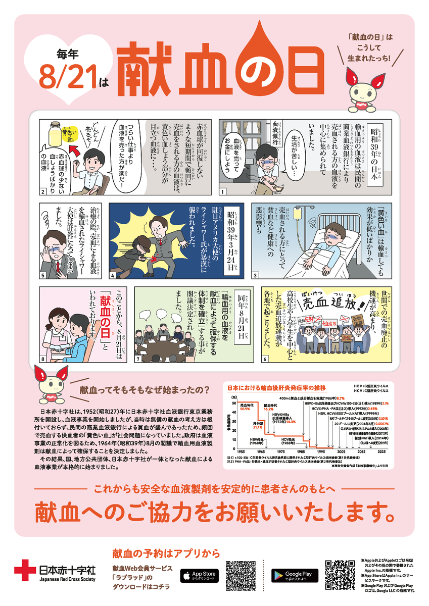 KENKETSUAOBA's tweet photo. こちら、仙台も対象です⭐️
今週末24日まで地下鉄仙台駅に広告が出ていますので、近くにお越しの際はぜひご覧ください👀

今日は #献血の日🩸
1964年8月21日、日本政府が輸血用血液を献血により確保する体制を確立することを閣議決定した日です。
ぜひ皆様のご協力をお待ちしてます💁‍♀️
#THANK献血_学推 https://t.co/AvrY38H6DX