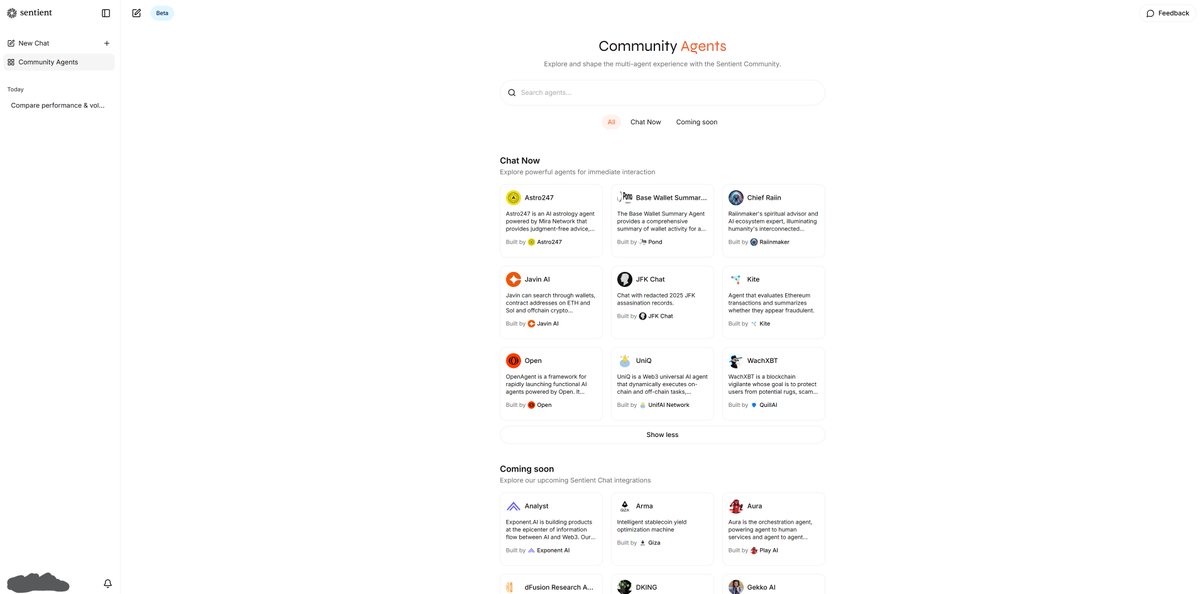 Sentient AGI chat interface