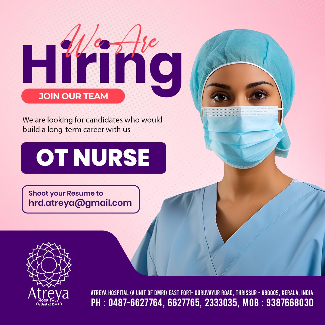 AtreyaHospital's tweet photo. Atreya Hospital is looking for a dedicated OT Nurse to join our team of healthcare professionals. If you have the passion, skills, and commitment to patient care, we’d love to hear from you.
Mail CV to hrd.atreya@gmail.com
#AtreyaHospital #Hiring #OTNurse #NurseJobs #AtreyaCare https://t.co/PWVHez0Vrz