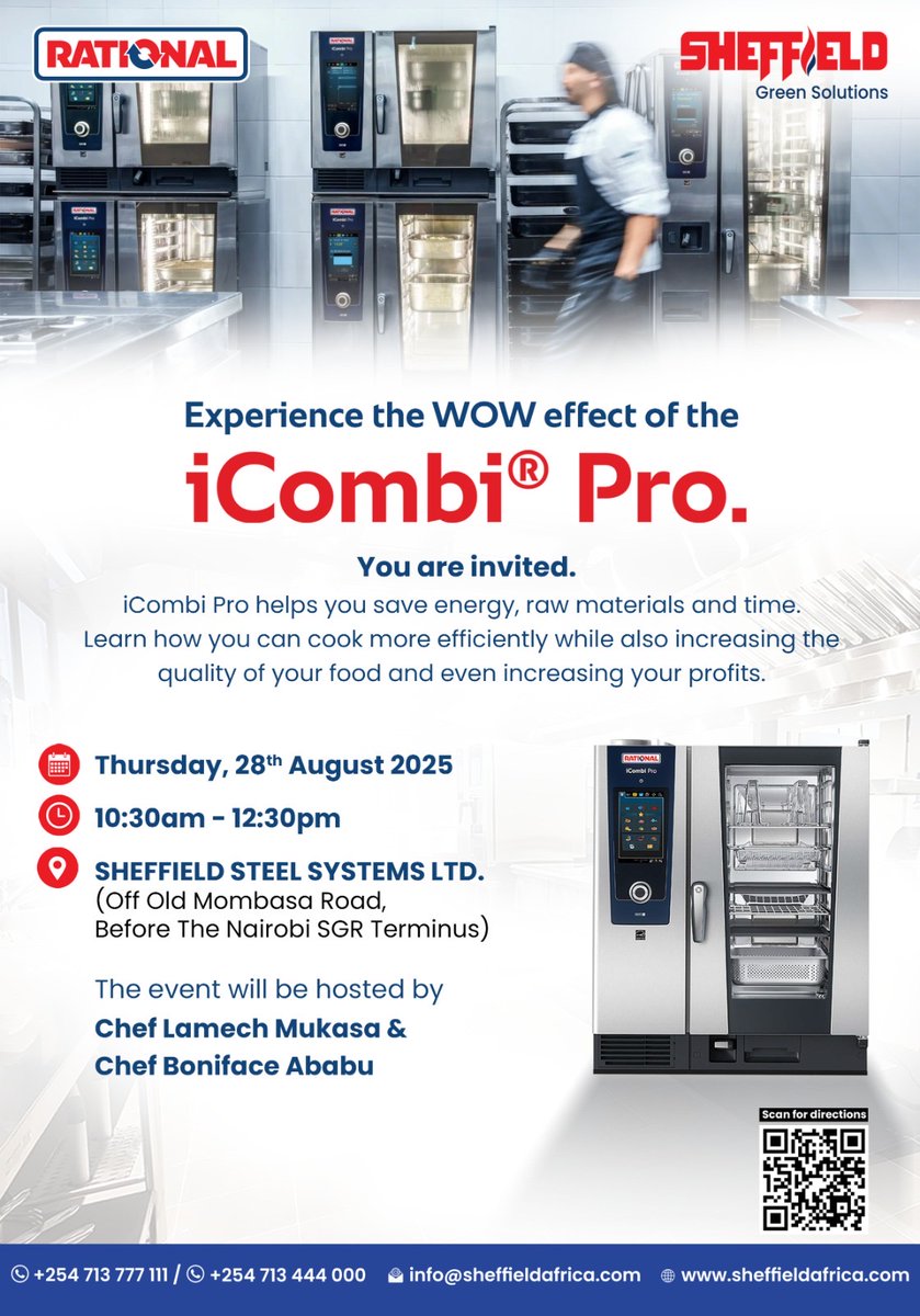 sheffield_afric's tweet photo. See the iCombi® Pro in action 🔥
A live cooking event that redefines efficiency, consistency &amp; taste.
📅 Aug 29 | Sheffield Africa
Register here 👉 https://t.co/Ug4w4TSrAZ

#theWOWeffect #SheffieldAfrica #iCombiPro #FoodService #HospitalityKe https://t.co/y4fVFjsQ17