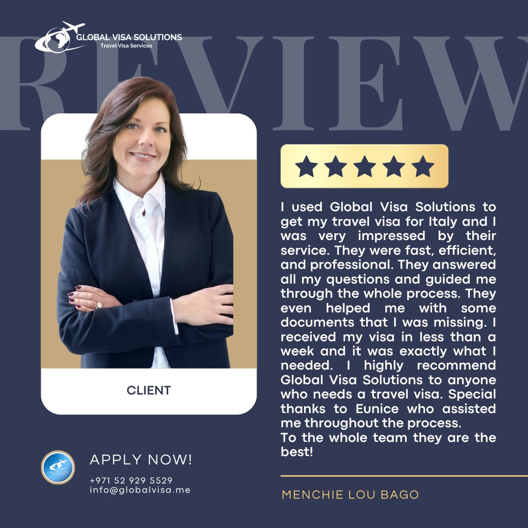 globalvisauae's tweet photo. Your trust + our guidance = smooth visa journey. 📷📷

Shoutout to our clients who made this Thursday extra bright! 📷

📷 WhatsApp: +971 52 929 5529
📷 Email: info@globalvisa.me

#ThursdayReviews #VisaMadeSimple #VisaExpert #TravelSmart #VisaApproved https://t.co/zDTGFHXKyq