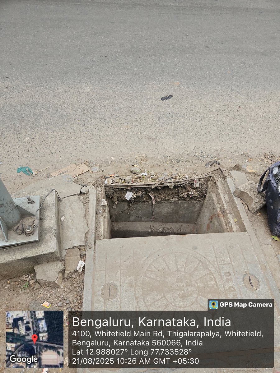 eshantri21's tweet image. Manhole open near Pattandur Agrahara bus stop(towards ITPL) since weeks. Please fix this @BBMPCOMM @BBMPofficial @ICCCBengaluru 
Cc @ChristinMP_ @YTKDIndia #fixthisifyoucan @NammaBengaluroo