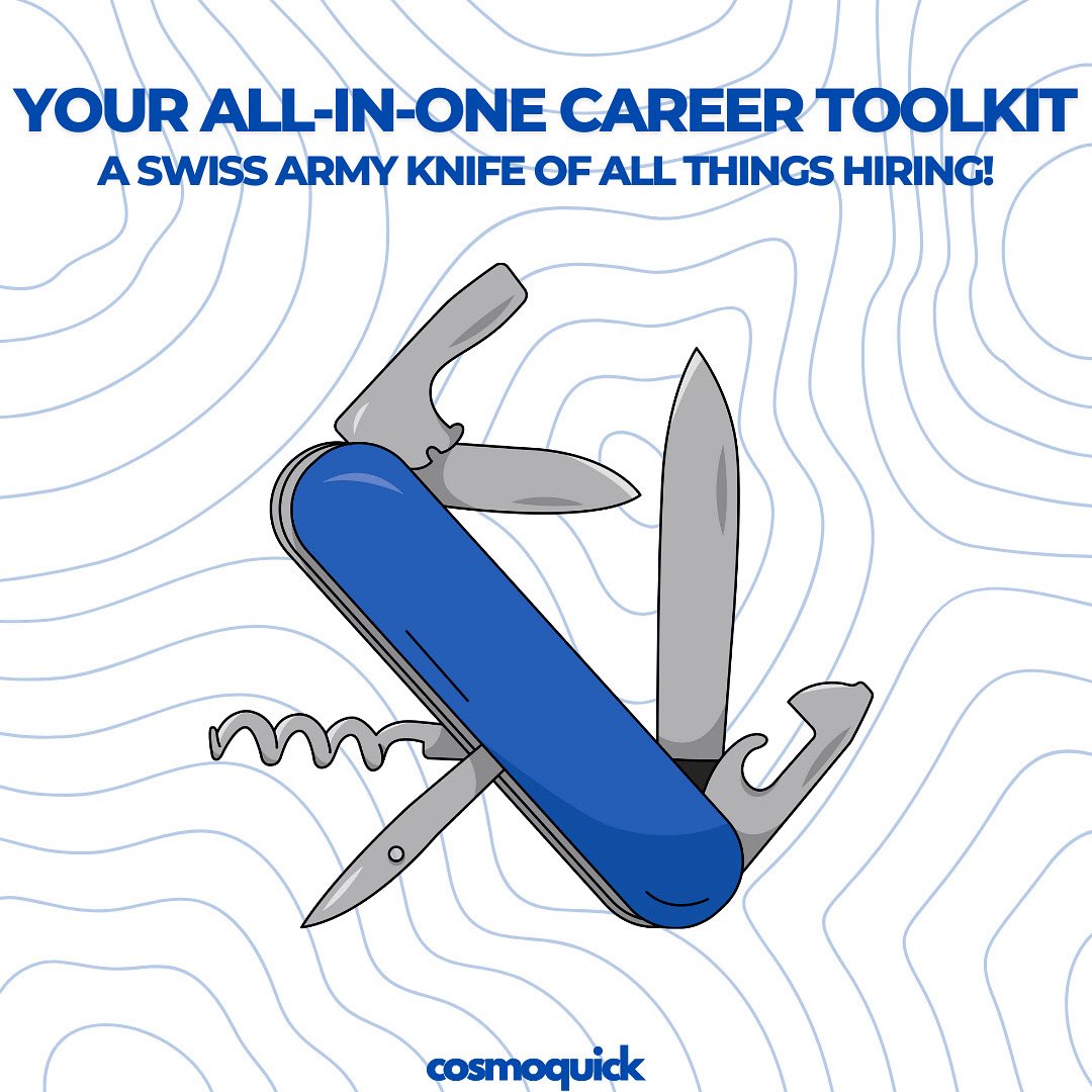 cosmoquickhq's tweet image. The Swiss army knife of hiring. Resumes, interviews, insights all in one place. #CareerToolkit #HiringSimplified #Cosmoquick