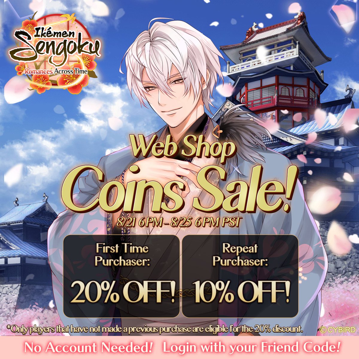 Haven't bought Coins before, but been wanting to? The Super-Saver Campaign is here!💰🤑

First-time buyers get a whopping 20% OFF their first time buying Coins on our webshop!⭐🎁

Click the link below to access Coins for cheaper~
🚀Web Shop💎
sengoku-webshop.ikemen-series.com

#ikesen