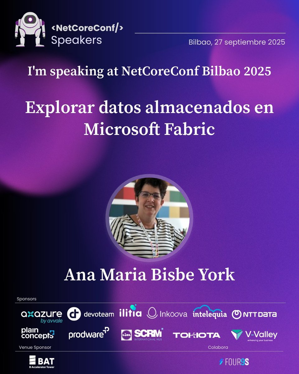 🔍 ¿Exploras datos en Microsoft Fabric? Ana María Bisbe York te enseña a combinar consultas visuales, cuadernos con PySpark y KQL en tiempo real. 📍 BAT Tower #MicrosoftFabric #DataAnalytics #KQL #PySpark