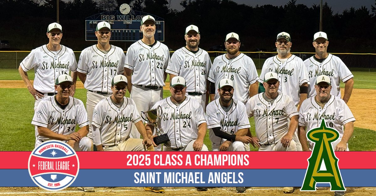 TheFedMN's tweet image. Your 2025 Federal League Champions. 🏆

Class AAA: @MinnokaGrays 
Class AA: @applevalleyas 
Class A: @AngelsInTheFed 
Class B: @Cannons35Fed 

Thank you all the players, managers, families and fans for another incredible season in the Federal League. ⚾️