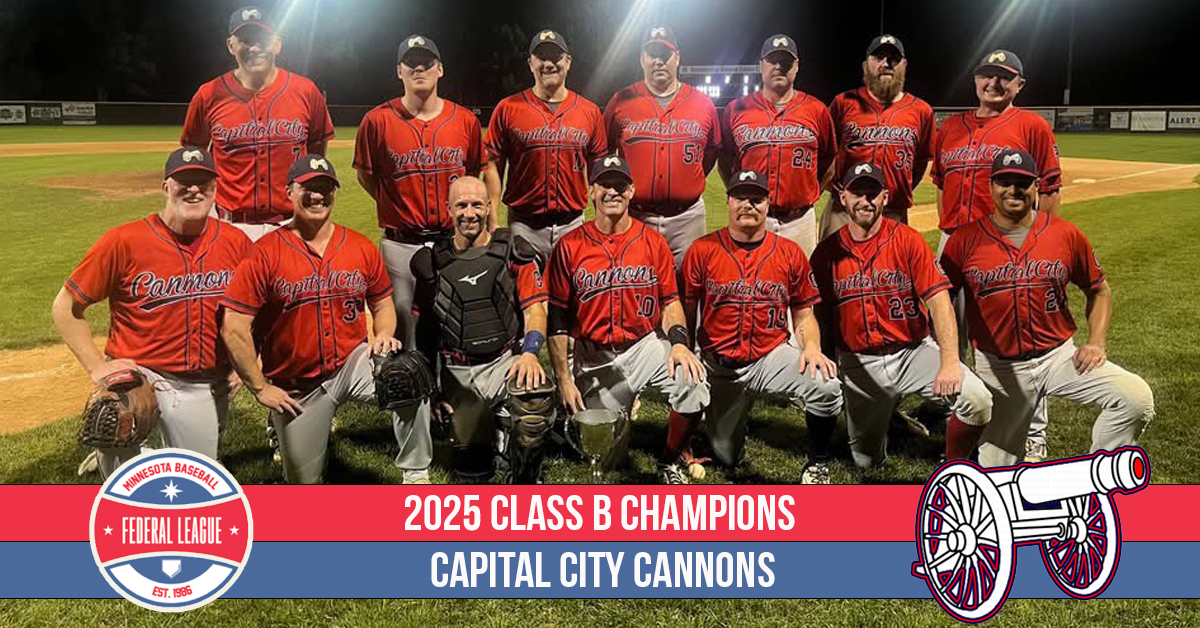 TheFedMN's tweet image. Your 2025 Federal League Champions. 🏆

Class AAA: @MinnokaGrays 
Class AA: @applevalleyas 
Class A: @AngelsInTheFed 
Class B: @Cannons35Fed 

Thank you all the players, managers, families and fans for another incredible season in the Federal League. ⚾️