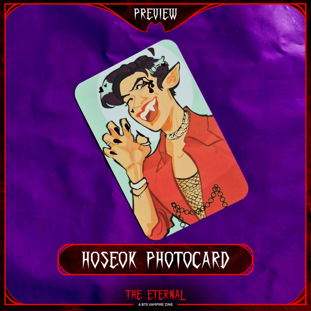 You're gonna want to come out of your crypts to grab some of our remaining leftover zines and merch, like this red foil photocard! Sales end in just a few days!
 
🌙 btsvampirezine.bigcartel.com