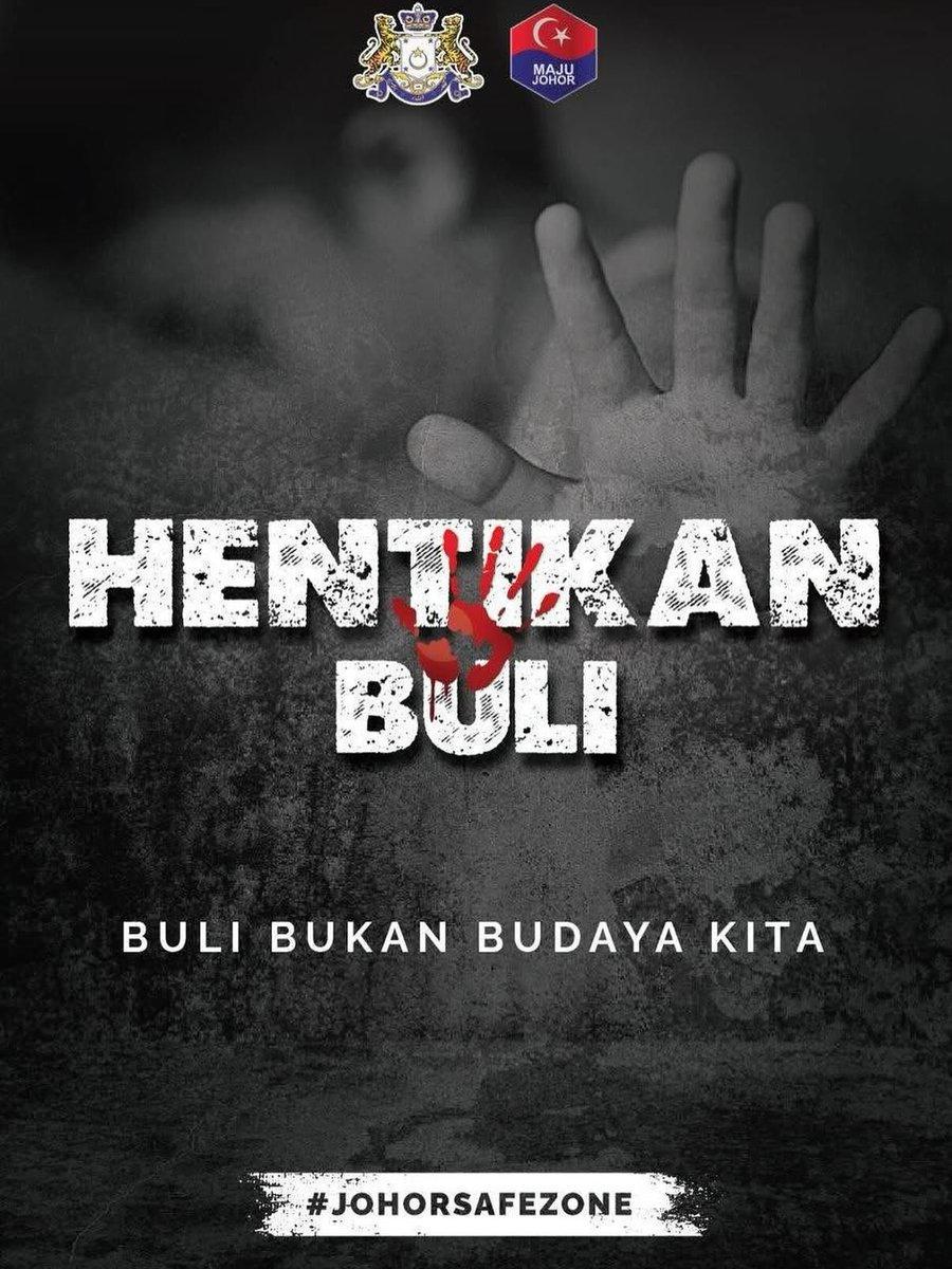 HENTIKAN BULI, SELAMATKAN GENERASI!

Kerajaan Negeri Johor menentang sekeras-kerasnya sebarang bentuk buli, sama ada di sekolah, tempat kerja mahupun di alam maya.

Sebagai sebuah negeri yang menjunjung nilai hormat, kasih sayang, dan tolong-menolong, kita mesti bersatu menolak