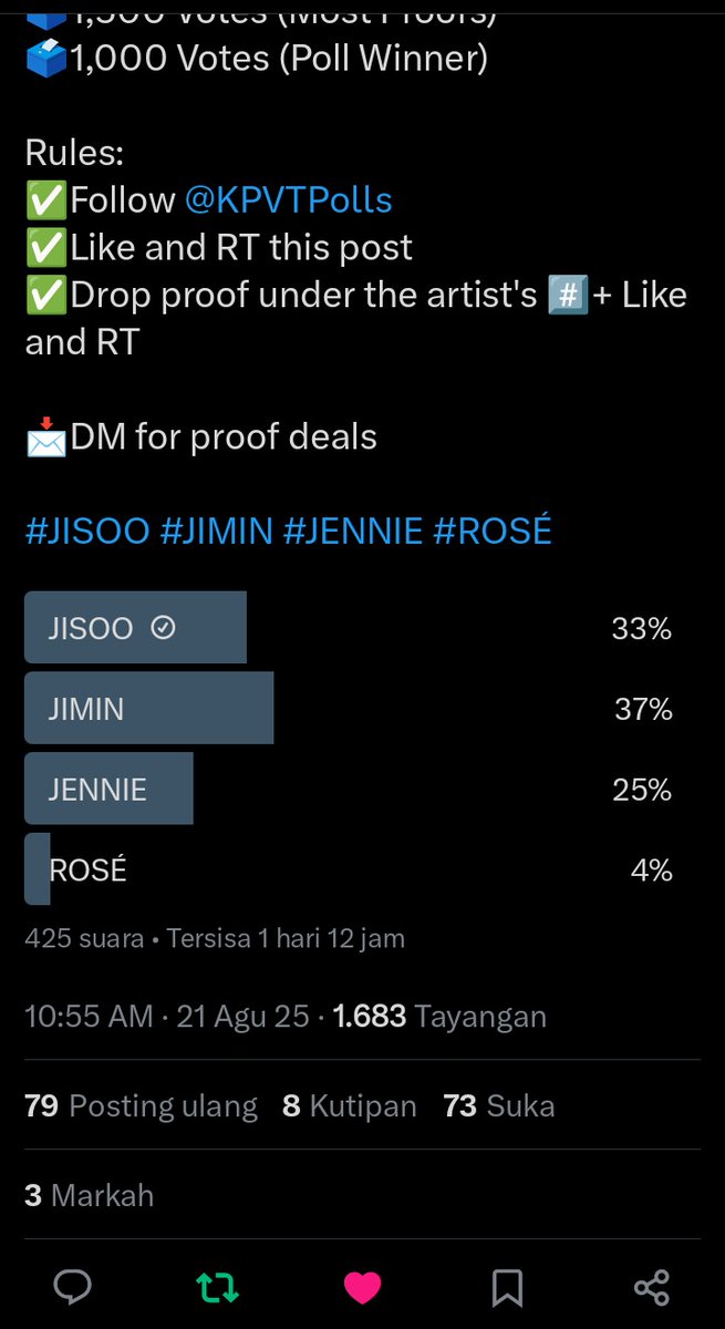 Karmasoo_'s tweet photo. @KPVTPolls #JISOO https://t.co/hM5yejcodj
