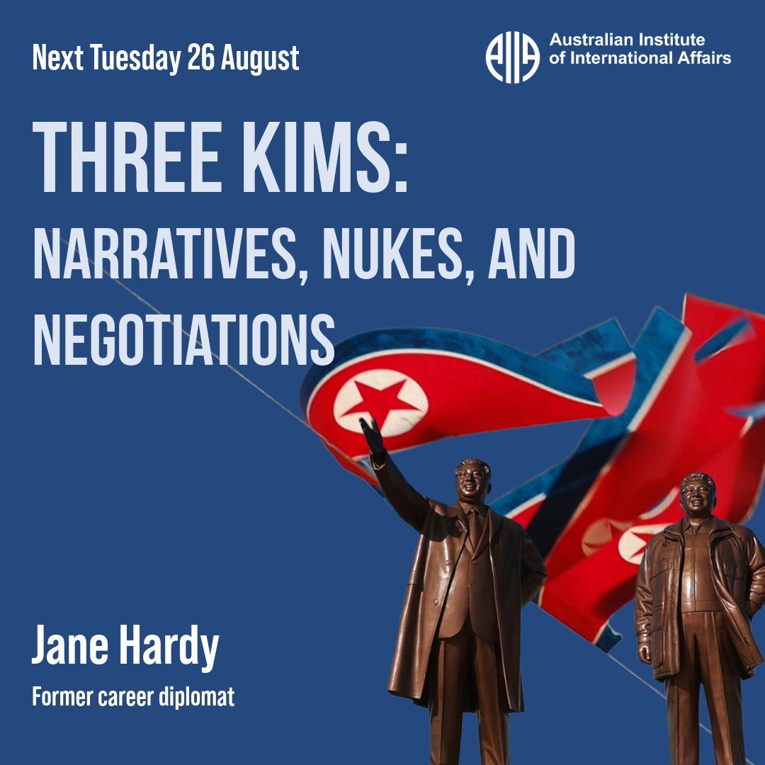 AIIANational's tweet photo. 🇰🇵Join us next Tuesday 26 August in person or online

Drawing on multiple visits to North Korea and decades as a career diplomat, Jane Hardy (former Director of Nuclear Policy, Korean Peninsula) will unpack the paradoxes of “Koreanism" and how the world has interpreted the so-called Hermit Kingdom.

From the “sunshine” and “moonshine” policies to the Trump–Kim summits, Jane asks: what did we get right, what did we get wrong, and what does the future hold?

🔗: https://t.co/mDG2jxsp2Y